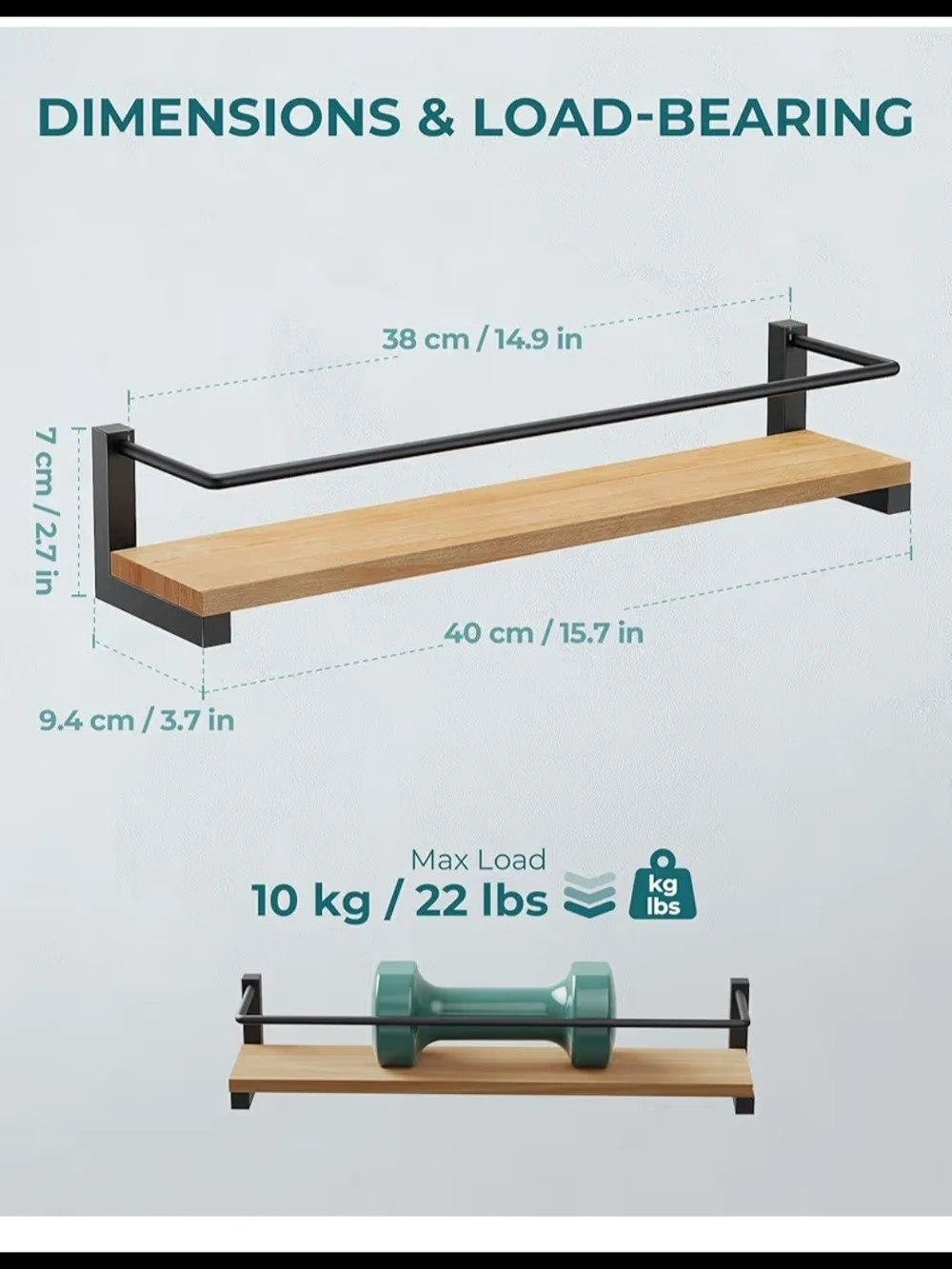Modern Black and Natural Wood Wall Shelf - Brand: Oropy